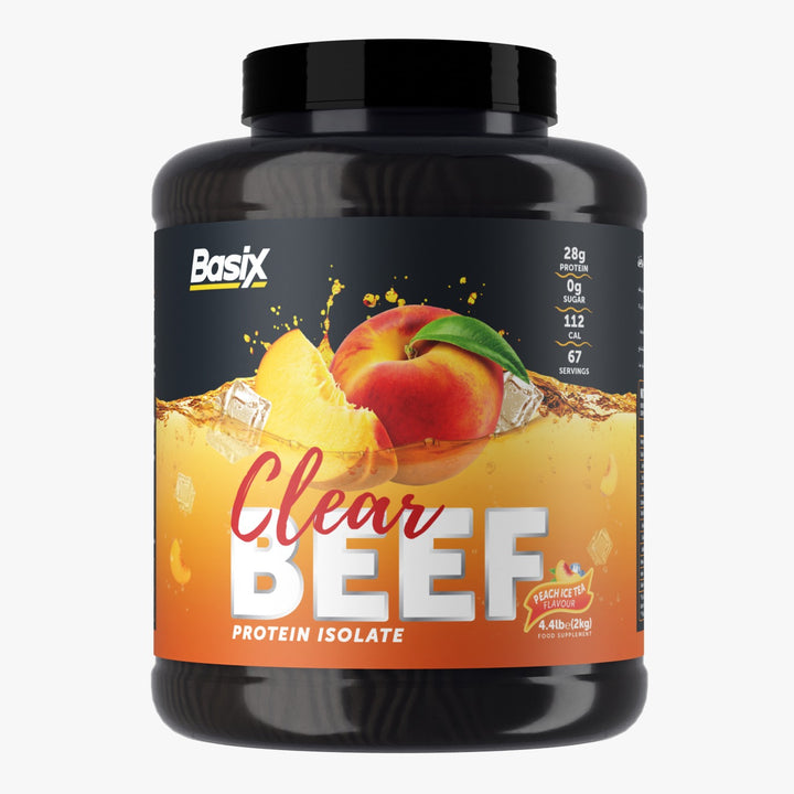 Basix Clear Beef Protein Isolate Peach ise tea Flavor - بيسيكس بيف ايزوليت نكهة الشاي المثلج