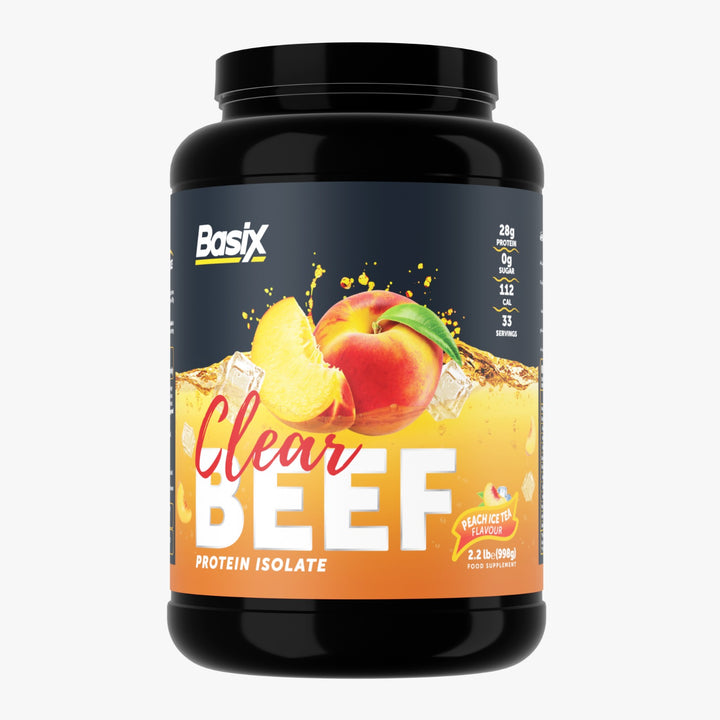 Basix Clear Beef Protein Isolate Peach ise tea Flavor - بيسيكس بيف ايزوليت نكهة الشاي المثلج